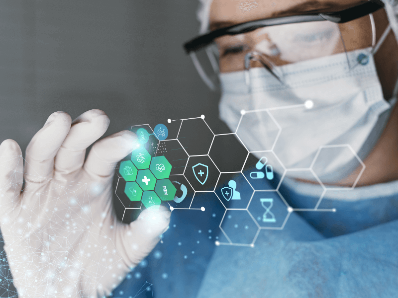 Doctor looking formula in a machine